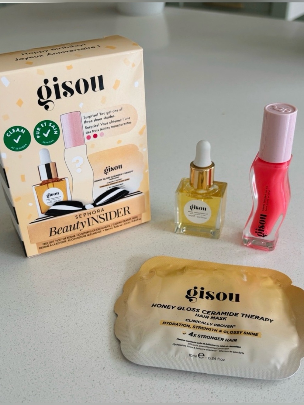 GISOU Hair Oil, Hair Mask & FULL SIZE Lip Oil in ‘Raspberry Swirl’